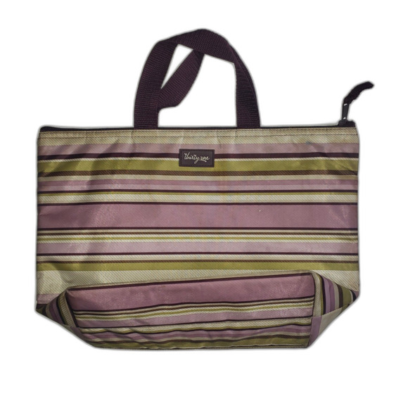 Thirty One Purple Green Stiped Insulated Cooler Lunch Bag 2946L276 - Picture 7 of 7